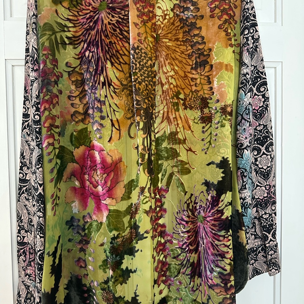 Aratta Black Floral Velvet Jacket with Olive and Pink Accents